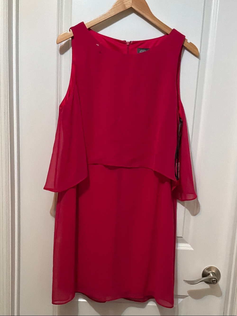 Women’s Hot Pink Cold-Shoulder Layered Dress Vince Camuto size 12